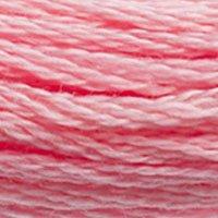 Close up of DMC stranded cotton shade 3708 Azalea Pink