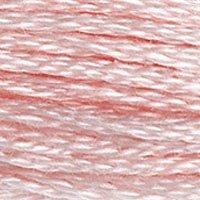 Close up of DMC stranded cotton shade 3713 Quartz Pink