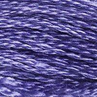 Close up of DMC stranded cotton shade 3746 Iris Violet
