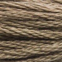 Close up of DMC stranded cotton shade 3790 Cappuccino Brown