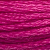 Close up of DMC stranded cotton shade 3804 Dark Fuchsia Pink
