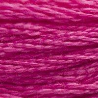 Close up of DMC stranded cotton shade 3805 Fuchsia Pink