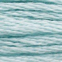 Close up of DMC stranded cotton shade 3811 Waterfall Blue