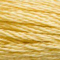Close up of DMC stranded cotton shade 3822 Light Straw Yellow