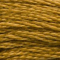 Close up of DMC stranded cotton shade 3829 Ochre Brown