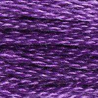 Close up of DMC stranded cotton shade 3837 Deep Violet