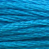 Close up of DMC stranded cotton shade 3843 Swimming Pool Blue