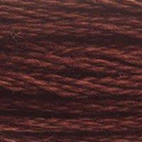 Close up of DMC stranded cotton shade 3857 Dark Red Wine