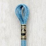Close up of DMC stranded cotton shade 334 Blue Topaz