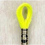 Close up of DMC stranded cotton shade 980 Neon Yellow