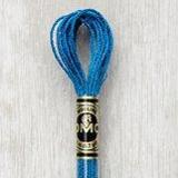 Close up of DMC stranded cotton shade 3843 Light Blue Sapphire