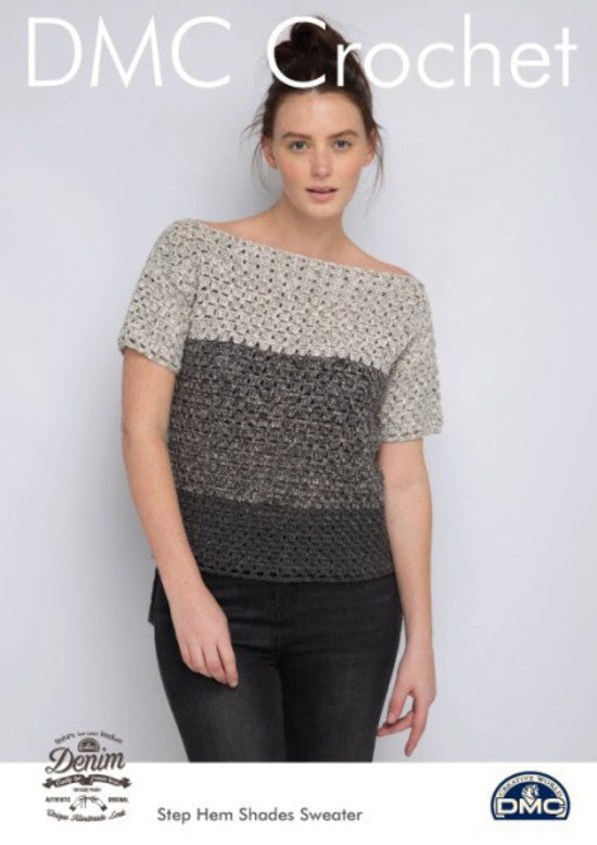 DMC Denim -  Step Hem Shades Sweater - Crochet