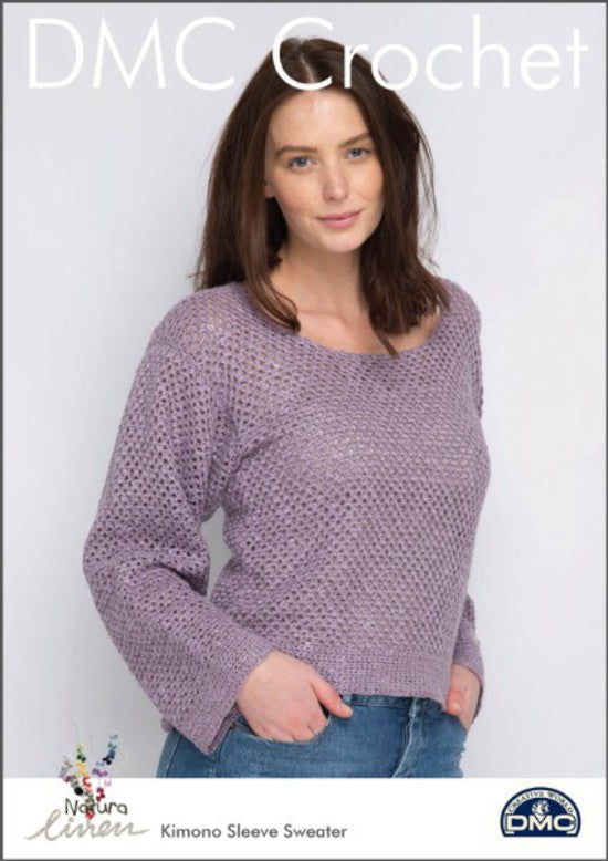 DMC Natura Linen -  Kimono Sleeve Sweater - Crochet