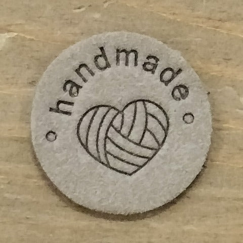 Round Leather labels - "Handmade" 1"