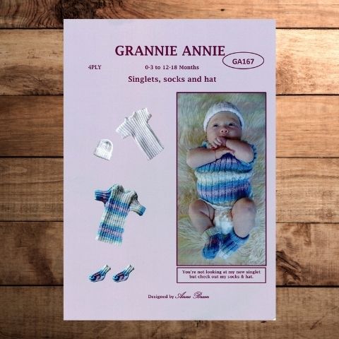 Grannie Annie 167 - 4 Ply Baby Singlets, Socks and Hat