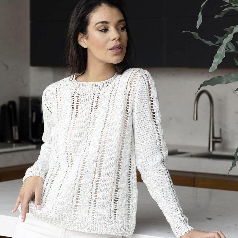 TX686 Inez  Cable and Lace Jumper with set in sleeves