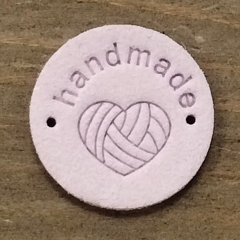 Round Leather labels - "Handmade" 1"