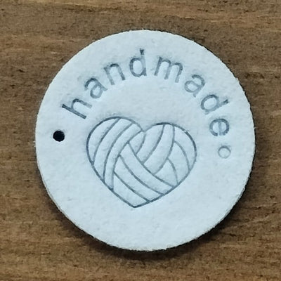 Round Leather labels - "Handmade" 1"