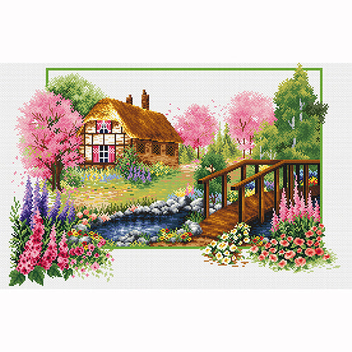 No Count Cross Stitch - Spring Cottage
