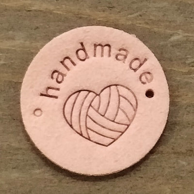 Round Leather labels - "Handmade" 1"