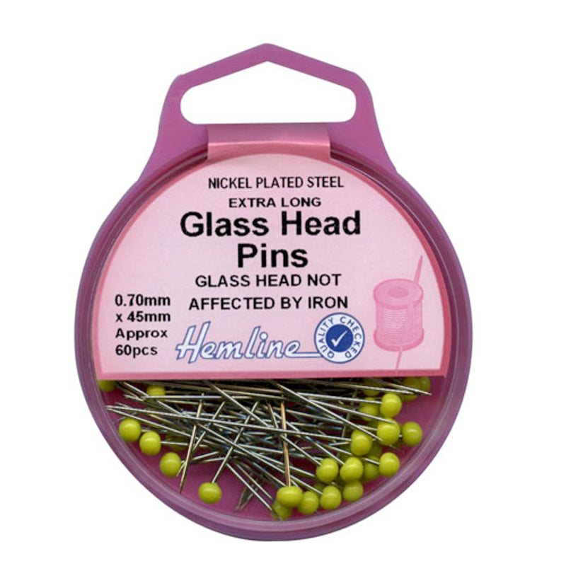 Hemline Extra Long Glass Head Pins