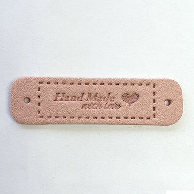Leatherette Rectangle Labels - 'Hand Made with Love'