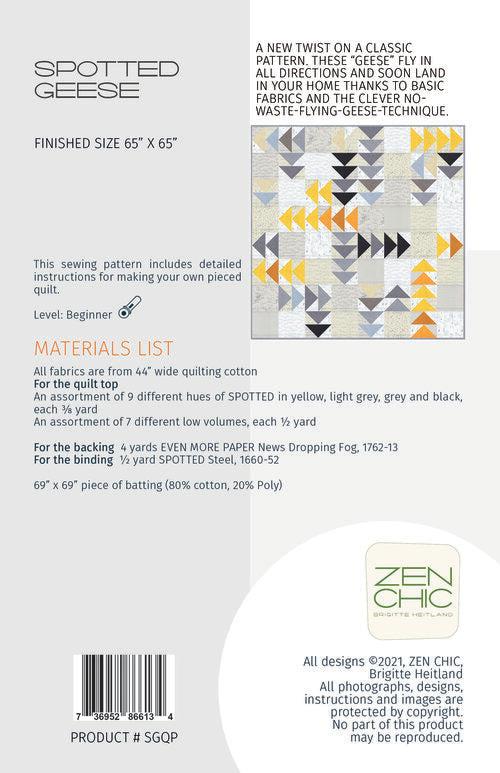 Spotted Geese Quilt Pattern by Zen Chic