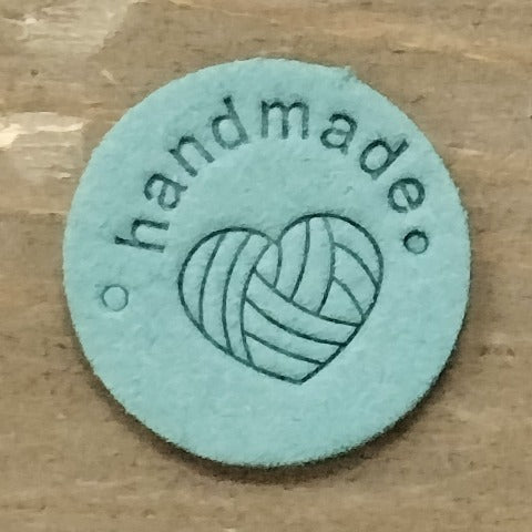 Round Leather labels - "Handmade" 1"