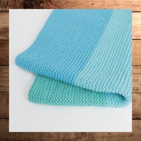 Tri-Colour Easy Knit Baby Blanket