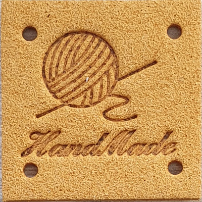 Leatherette Square Labels - 'Handmade'