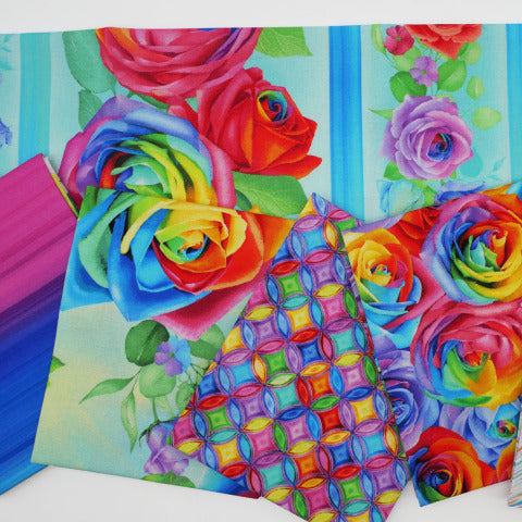 Rainbow Rose By Chong-a Hwang for Timeless Treasures