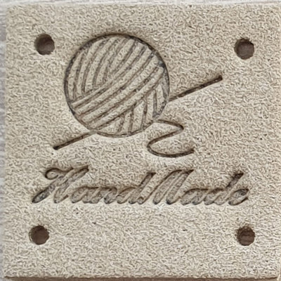 Leatherette Square Labels - 'Handmade'